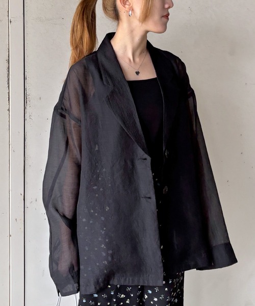 ISOOK（アイスー）の「【ISOOK / アイスー】シアーテーラードジャケット / 長袖 春アウター オーバーサイズ ビッグシルエット ルーズ丈 シアートップス シースルー 羽織り ZOZOTOWN限定（テーラードジャケット・レディース・ブラウン/アイボリー/ブラック・FREE）」の19枚目の写真