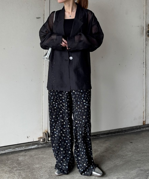 ISOOK（アイスー）の「【ISOOK / アイスー】シアーテーラードジャケット / 長袖 春アウター オーバーサイズ ビッグシルエット ルーズ丈 シアートップス シースルー 羽織り ZOZOTOWN限定（テーラードジャケット・レディース・ブラウン/アイボリー/ブラック・FREE）」の4枚目の写真