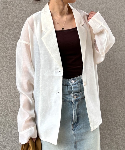 ISOOK(アイスー)の「【ISOOK / アイスー】シアーテーラードジャケット / 長袖 春アウター オーバーサイズ ビッグシルエット ルーズ丈 シアートップス シースルー 羽織り ZOZOTOWN限定(テーラードジャケット・レディース・ブラウン/アイボリー/ブラック・FREE)」の20枚目の写真