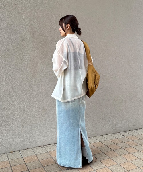 ISOOK（アイスー）の「【ISOOK / アイスー】シアーテーラードジャケット / 長袖 春アウター オーバーサイズ ビッグシルエット ルーズ丈 シアートップス シースルー 羽織り ZOZOTOWN限定（テーラードジャケット・レディース・ブラウン/アイボリー/ブラック・FREE）」の11枚目の写真