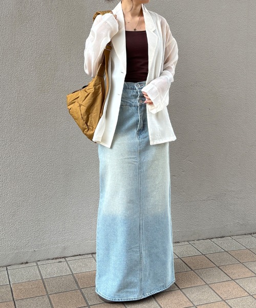 ISOOK（アイスー）の「【ISOOK / アイスー】シアーテーラードジャケット / 長袖 春アウター オーバーサイズ ビッグシルエット ルーズ丈 シアートップス シースルー 羽織り ZOZOTOWN限定（テーラードジャケット・レディース・ブラウン/アイボリー/ブラック・FREE）」の10枚目の写真