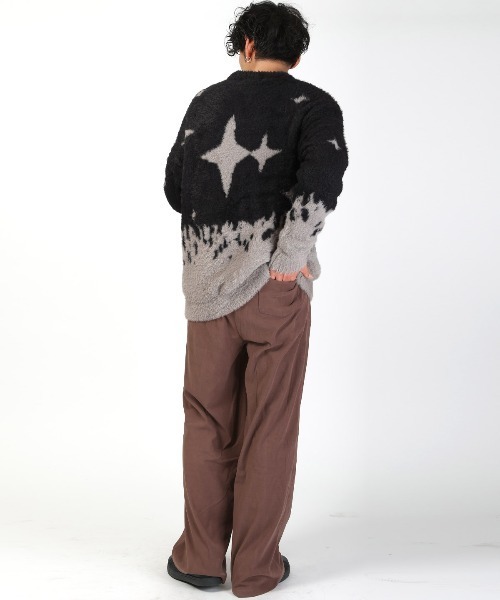 LUXSTYLE(ラグスタイル)の「フェザーヤーン総柄ニット(ニット/セーター・メンズ・ブラック/ブルー・L/M)」の16枚目の写真
