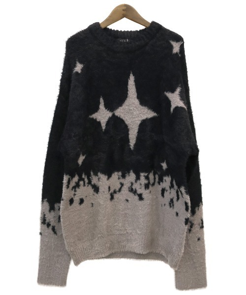LUXSTYLE(ラグスタイル)の「フェザーヤーン総柄ニット(ニット/セーター・メンズ・ブラック/ブルー・L/M)」の11枚目の写真