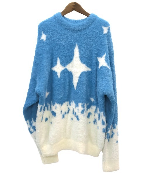 LUXSTYLE(ラグスタイル)の「フェザーヤーン総柄ニット(ニット/セーター・メンズ・ブラック/ブルー・L/M)」の12枚目の写真