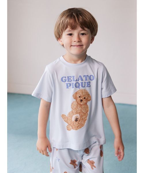 gelato pique（ジェラートピケ）の「【KIDS】ドッグワンポイントTシャツ（ルームウェア/パジャマ・キッズ・クリーム/ブルー・120/110/100/90）」の2枚目の写真