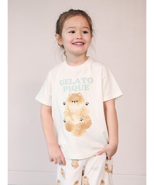 gelato pique（ジェラートピケ）の「【KIDS】ドッグワンポイントTシャツ（ルームウェア/パジャマ・キッズ・クリーム/ブルー・120/110/100/90）」の3枚目の写真