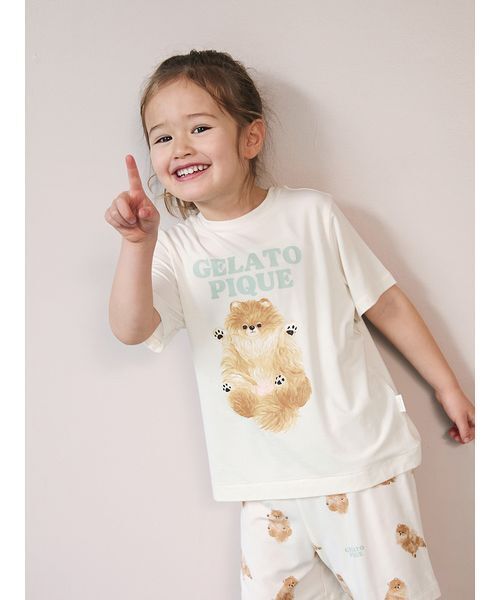 gelato pique（ジェラートピケ）の「【KIDS】ドッグワンポイントTシャツ（ルームウェア/パジャマ・キッズ・クリーム/ブルー・120/110/100/90）」の4枚目の写真