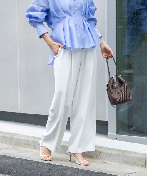 NOLLEY’S(ノーリーズ)の「《セットアップ対応》ウォッシャブルイージーツイルセミワイドパンツ(その他パンツ・レディース・ブラック/チャコールグレー/ホワイト/キャメル・34/36/38/40)」の1枚目の写真