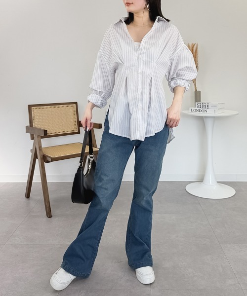 RCD(アールシーディー)の「フレアストレッチデニムパンツ(デニムパンツ・レディース・ブルー/ワンウォッシュ/ネイビー・M/LL/L)」の18枚目の写真
