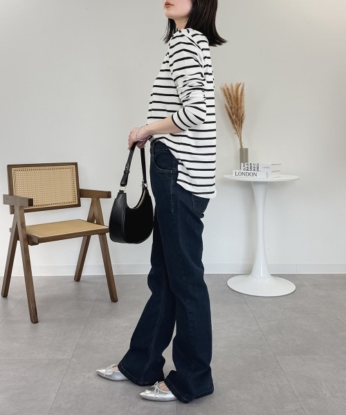 RCD(アールシーディー)の「フレアストレッチデニムパンツ(デニムパンツ・レディース・ブルー/ワンウォッシュ/ネイビー・M/LL/L)」の22枚目の写真