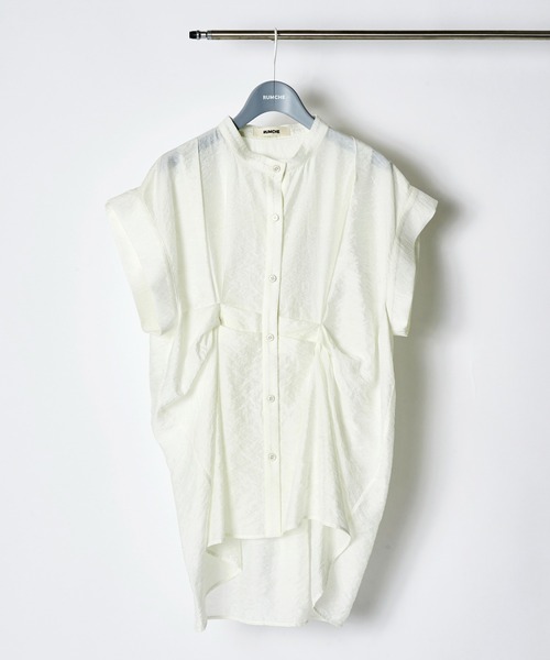RUMCHE(ラムシェ)の「Layered Tuck Sleeveless Blouse / レイヤードタックノースリーブブラウス(シャツ/ブラウス・レディース・ブラック/ホワイト・FREE)」の1枚目の写真