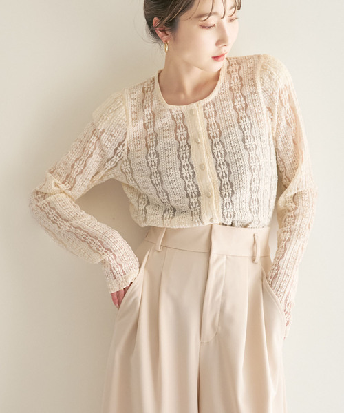 Noble（ノーブル）の「レースカーディガン（カーディガン/ボレロ・レディース・ホワイト系その他/ブラック・FREE）」の2枚目の写真