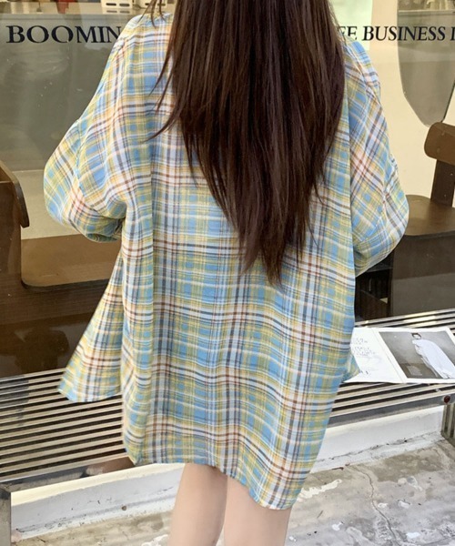 SallyLunn(サリーラン)の「アメリカンチェックシャツ(シャツ/ブラウス・レディース・ブルー/ネイビー/ピンク/ブラック/ベージュ/グリーン・FREE)」の16枚目の写真