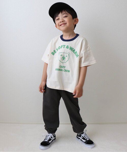 BREEZE（ブリーズ）の「【WEB限定】リンガー配色アニマルカレッジ半袖Tシャツ（Tシャツ/カットソー・キッズ・キナリ/ネイビー/イエロー/ブラウン/ピンク・90/100/110/120/130/140）」の8枚目の写真