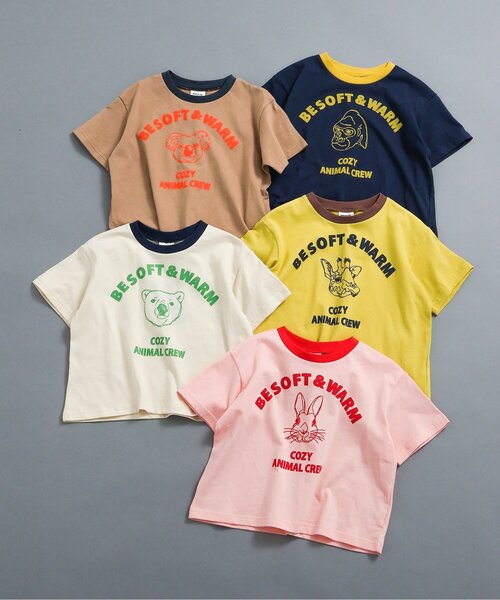 BREEZE（ブリーズ）の「【WEB限定】リンガー配色アニマルカレッジ半袖Tシャツ（Tシャツ/カットソー・キッズ・キナリ/ネイビー/イエロー/ブラウン/ピンク・90/100/110/120/130/140）」の12枚目の写真