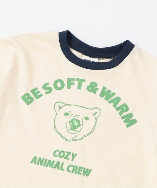 BREEZE（ブリーズ）の「【WEB限定】リンガー配色アニマルカレッジ半袖Tシャツ（Tシャツ/カットソー・キッズ・キナリ/ネイビー/イエロー/ブラウン/ピンク・90/100/110/120/130/140）」の16枚目の写真