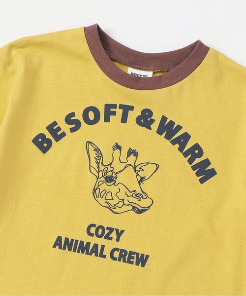 BREEZE（ブリーズ）の「【WEB限定】リンガー配色アニマルカレッジ半袖Tシャツ（Tシャツ/カットソー・キッズ・キナリ/ネイビー/イエロー/ブラウン/ピンク・90/100/110/120/130/140）」の20枚目の写真