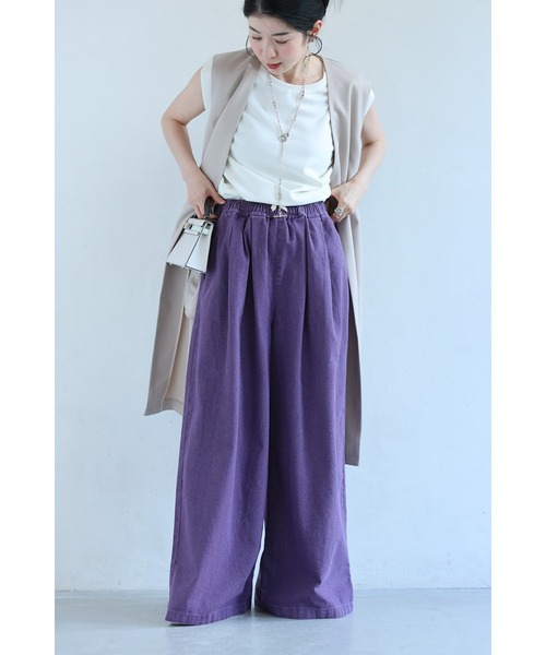 cawaii（カワイイ）の「たっぷりワイドなカラーデニムパンツ（デニムパンツ・レディース・イエロー/パープル・FREE）」の18枚目の写真