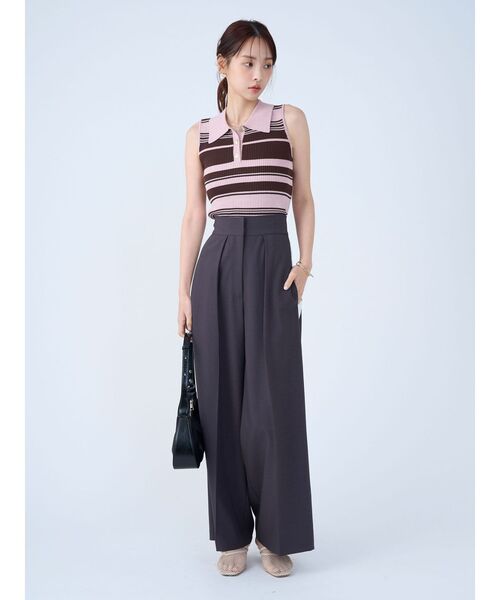 LAGUNAMOON(ラグナムーン)の「シャツカラーノースリニットプルオーバー 【夏服】(ニット/セーター・レディース・ネイビー/グレー/レッド/ピンク・FREE)」の9枚目の写真