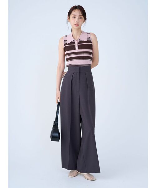 LAGUNAMOON(ラグナムーン)の「シャツカラーノースリニットプルオーバー 【夏服】(ニット/セーター・レディース・ネイビー/グレー/レッド/ピンク・FREE)」の10枚目の写真