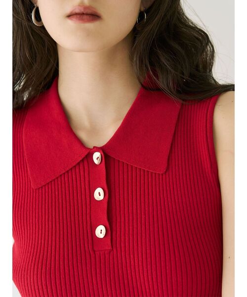 LAGUNAMOON(ラグナムーン)の「シャツカラーノースリニットプルオーバー 【夏服】(ニット/セーター・レディース・ネイビー/グレー/レッド/ピンク・FREE)」の11枚目の写真