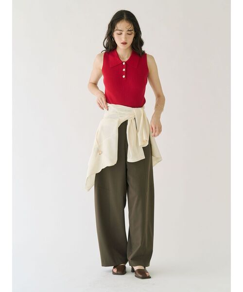 LAGUNAMOON（ラグナムーン）の「シャツカラーノースリニットプルオーバー 【夏服】（ニット/セーター・レディース・ネイビー/グレー/レッド/ピンク・FREE）」の15枚目の写真