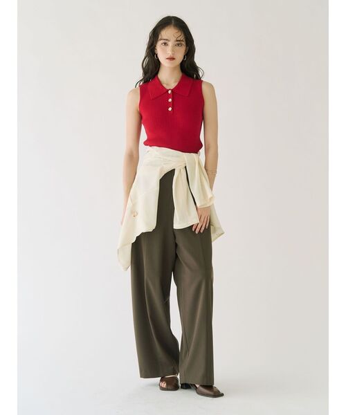 LAGUNAMOON（ラグナムーン）の「シャツカラーノースリニットプルオーバー 【夏服】（ニット/セーター・レディース・ネイビー/グレー/レッド/ピンク・FREE）」の16枚目の写真