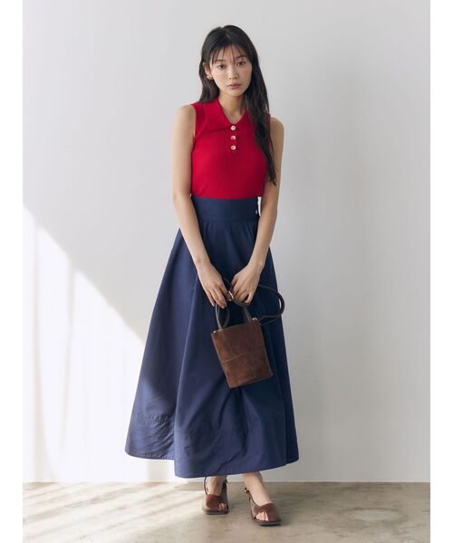LAGUNAMOON（ラグナムーン）の「シャツカラーノースリニットプルオーバー 【夏服】（ニット/セーター・レディース・ネイビー/グレー/レッド/ピンク・FREE）」の18枚目の写真
