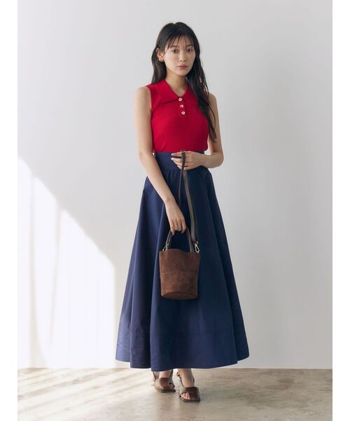 LAGUNAMOON（ラグナムーン）の「シャツカラーノースリニットプルオーバー 【夏服】（ニット/セーター・レディース・ネイビー/グレー/レッド/ピンク・FREE）」の19枚目の写真