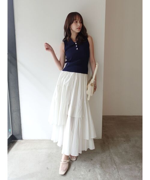 LAGUNAMOON（ラグナムーン）の「シャツカラーノースリニットプルオーバー（ニット/セーター・レディース・ネイビー/グレー/レッド/ピンク・FREE）」の20枚目の写真