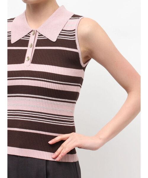 LAGUNAMOON（ラグナムーン）の「シャツカラーノースリニットプルオーバー（ニット/セーター・レディース・ネイビー/グレー/レッド/ピンク・FREE）」の5枚目の写真