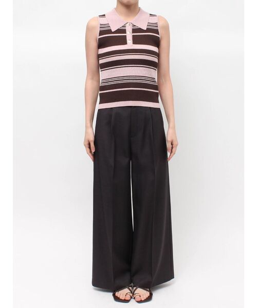 LAGUNAMOON（ラグナムーン）の「シャツカラーノースリニットプルオーバー（ニット/セーター・レディース・ネイビー/グレー/レッド/ピンク・FREE）」の8枚目の写真