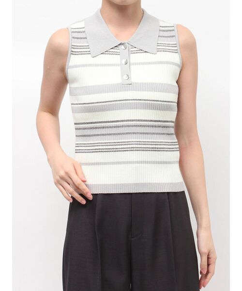 LAGUNAMOON（ラグナムーン）の「シャツカラーノースリニットプルオーバー（ニット/セーター・レディース・ネイビー/グレー/レッド/ピンク・FREE）」の13枚目の写真