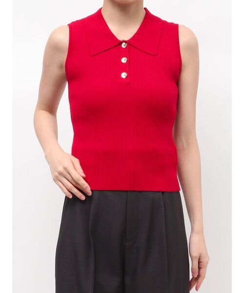 LAGUNAMOON（ラグナムーン）の「シャツカラーノースリニットプルオーバー（ニット/セーター・レディース・ネイビー/グレー/レッド/ピンク・FREE）」の14枚目の写真