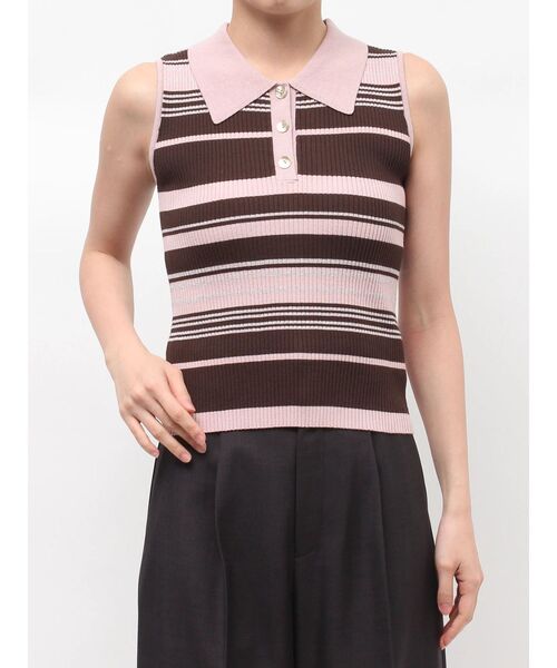 LAGUNAMOON（ラグナムーン）の「シャツカラーノースリニットプルオーバー（ニット/セーター・レディース・ネイビー/グレー/レッド/ピンク・FREE）」の15枚目の写真