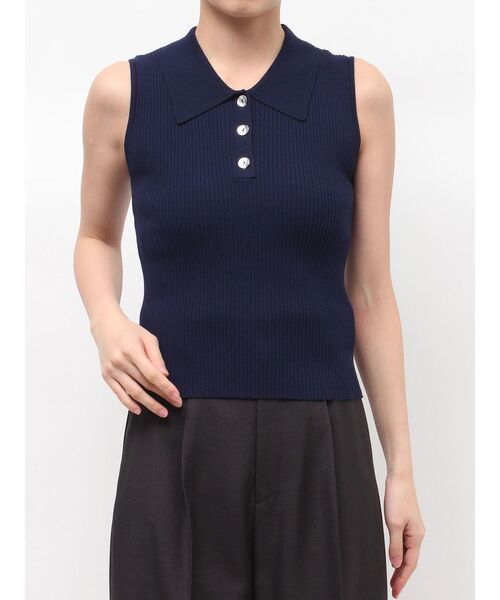 LAGUNAMOON（ラグナムーン）の「シャツカラーノースリニットプルオーバー（ニット/セーター・レディース・ネイビー/グレー/レッド/ピンク・FREE）」の16枚目の写真