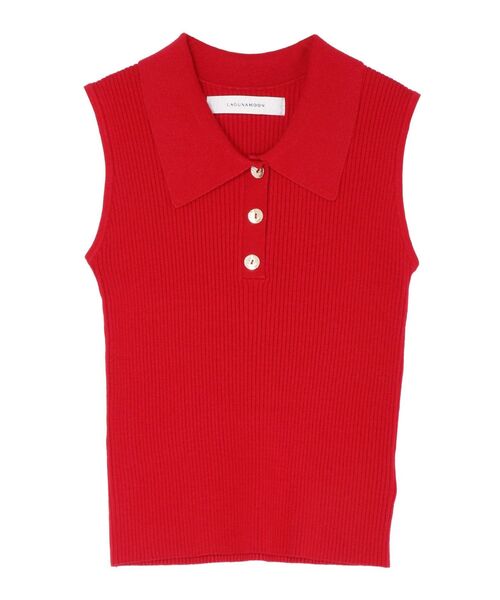 LAGUNAMOON（ラグナムーン）の「シャツカラーノースリニットプルオーバー 【夏服】（ニット/セーター・レディース・ネイビー/グレー/レッド/ピンク・FREE）」の12枚目の写真