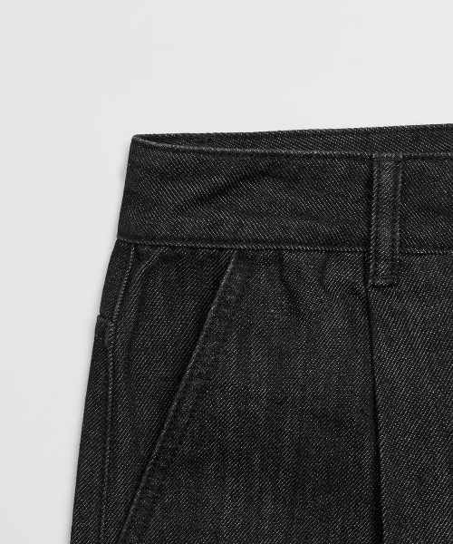 TOFFEE(トフィー)の「ワンタック ロウ バミューダパンツ (ブラック)(デニムパンツ・メンズ・その他・SMALL/MEDIUM/LARGE/X-LARGE)」の4枚目の写真