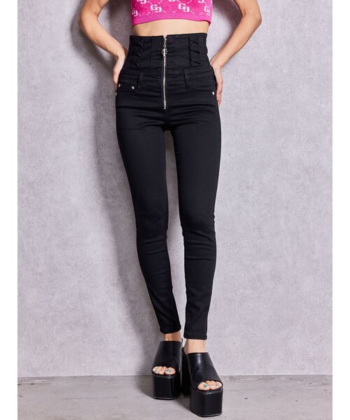 GYDA（ジェイダ）の「ハイウエストsacred edge crossフロントZIPレースアップスキニーデニムパンツ（デニムパンツ・レディース・ブルー/ライトブルー/ブラック・MEDIUM/SMALL/X-SMALL）」の10枚目の写真