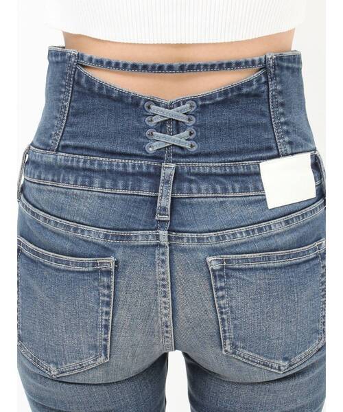 GYDA（ジェイダ）の「ハイウエストsacred edge crossフロントZIPレースアップスキニーデニムパンツ（デニムパンツ・レディース・ブルー/ライトブルー/ブラック・MEDIUM/SMALL/X-SMALL）」の15枚目の写真