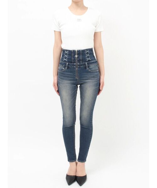 GYDA（ジェイダ）の「ハイウエストsacred edge crossフロントZIPレースアップスキニーデニムパンツ（デニムパンツ・レディース・ブルー/ライトブルー/ブラック・MEDIUM/SMALL/X-SMALL）」の20枚目の写真