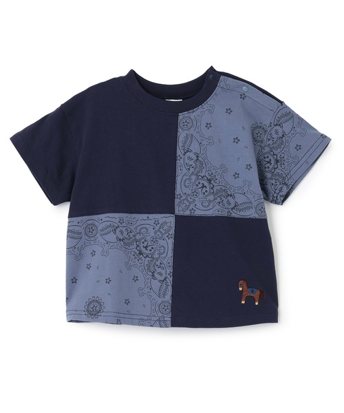 5198【美品】サカイ　半袖カットソー 異素材切り替え パッチワーク 21SS 5198【美品】サカイ 半袖カットソー 異素材切り替え パッチワーク 21SS