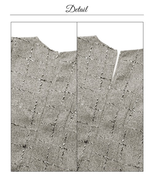 darial（ダリアル）の「ツイードチェックパールビジュー半袖Aラインミニ丈キャバドレス（ドレス・レディース・グレー・S/M）」の19枚目の写真