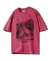 GHOST REPUBLIC（ゴーストリパブリック）の「キャットアートワークピグメント半袖TシャツGT-383_ワイン（Tシャツ/カットソー）」