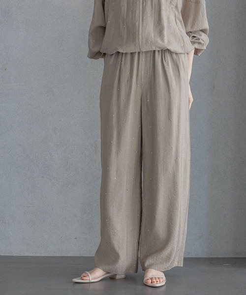 A part by(アパートバイ)の「ドットシシュウストレートパンツ(その他パンツ・レディース・ベージュ/ブラック系その他2/ホワイト系その他2・FREE)」の1枚目の写真