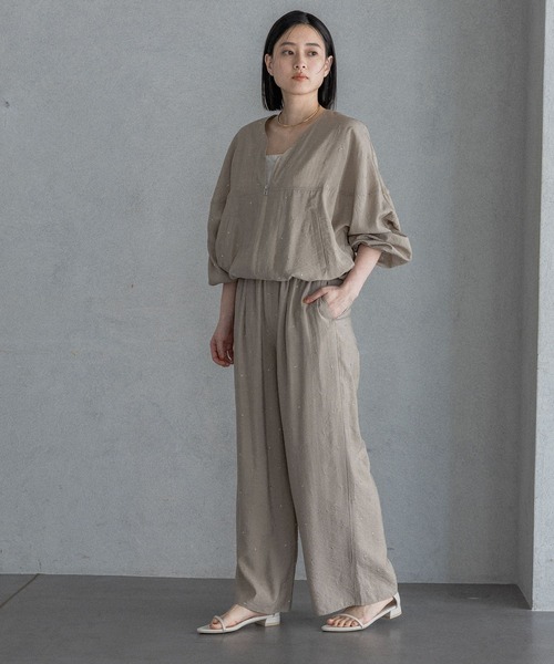 A part by(アパートバイ)の「ドットシシュウストレートパンツ(その他パンツ・レディース・ベージュ/ブラック系その他2/ホワイト系その他2・FREE)」の15枚目の写真