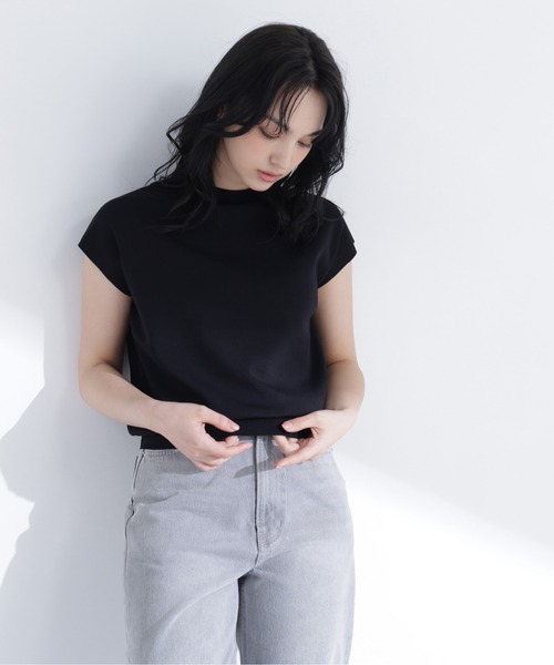 NATURAL BEAUTY BASIC(ナチュラルビューティーベーシック)の「総針ベーシックニット モックネック(ニット/セーター・レディース・オフホワイト/ライトグリーン/レッド/グレイッシュベージュ/ブラック/ダークブラウン・フリ-/FREE)」の20枚目の写真