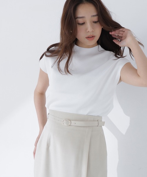 NATURAL BEAUTY BASIC(ナチュラルビューティーベーシック)の「総針ベーシックニット モックネック(ニット/セーター・レディース・オフホワイト/ライトグリーン/レッド/グレイッシュベージュ/ブラック/ダークブラウン・フリ-/FREE)」の12枚目の写真