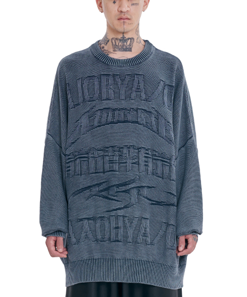 [PBA] Five AJO Logos потёртый свитер [NAVY]