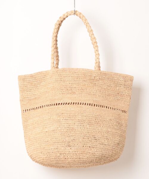 MADE IN MADA(メイドインマダ)の「【MADE IN MADA /メイドインマダ】大きめ かごバッグ ラフィア トートバッグ ハンドバッグ(かごバッグ・レディース・ベージュ系その他/ライトグレー/ナチュラル・FREE)」の8枚目の写真